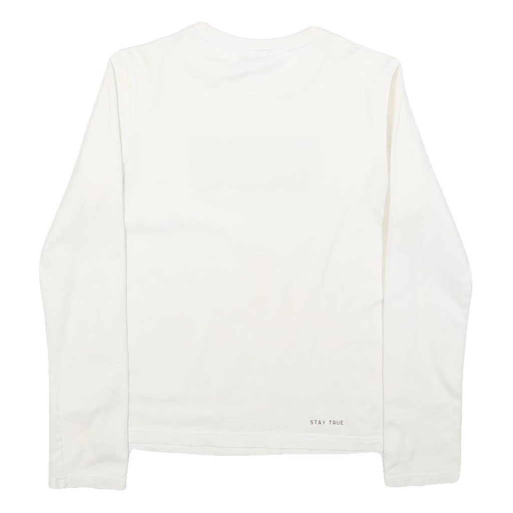 LEVI'S Girls White Blue Logo T-Shirt L Long Sleeve Crew Neck Casual Cotton