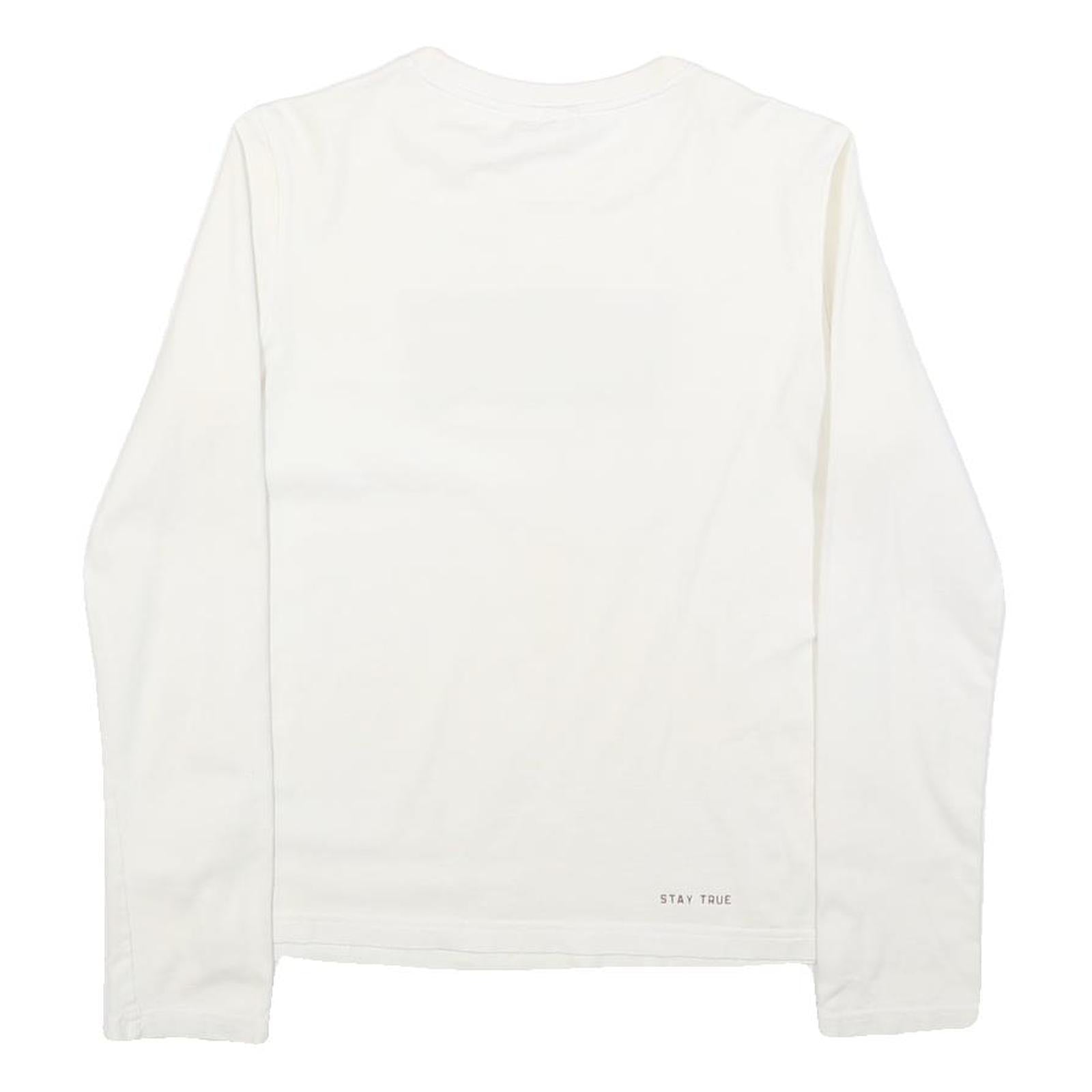 LEVI'S Girls White Blue Logo T-Shirt L Long Sleeve Crew Neck Casual Cotton