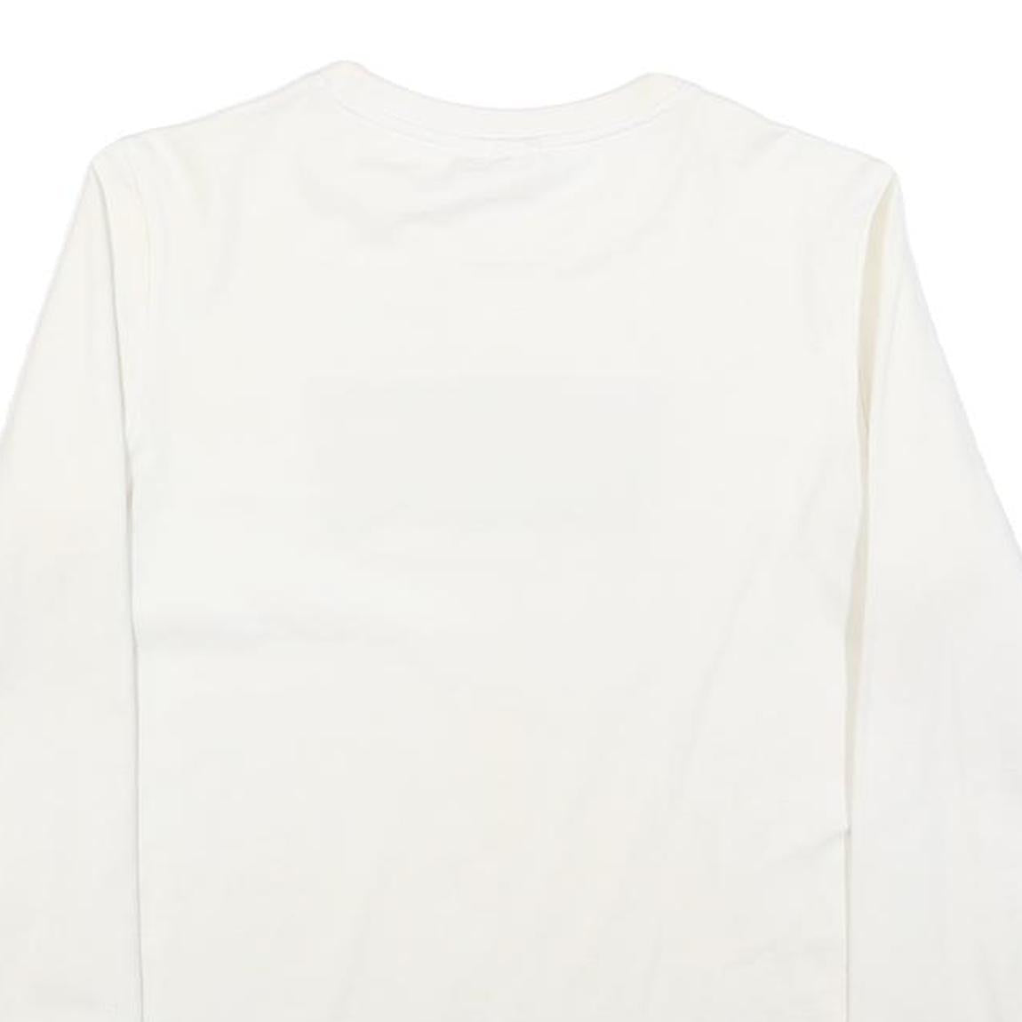 LEVI'S Girls White Blue Logo T-Shirt L Long Sleeve Crew Neck Casual Cotton