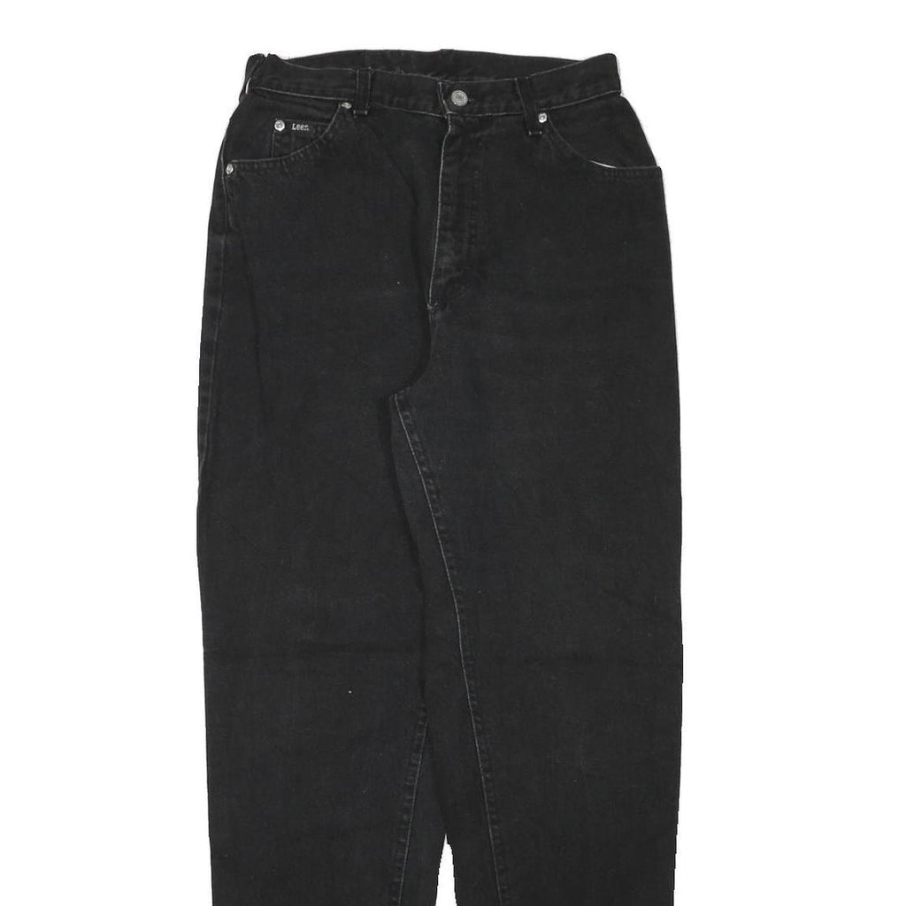 LEE Womens Relaxed Black Denim Jeans W27 L31 Comfortable Cotton Blend Zip