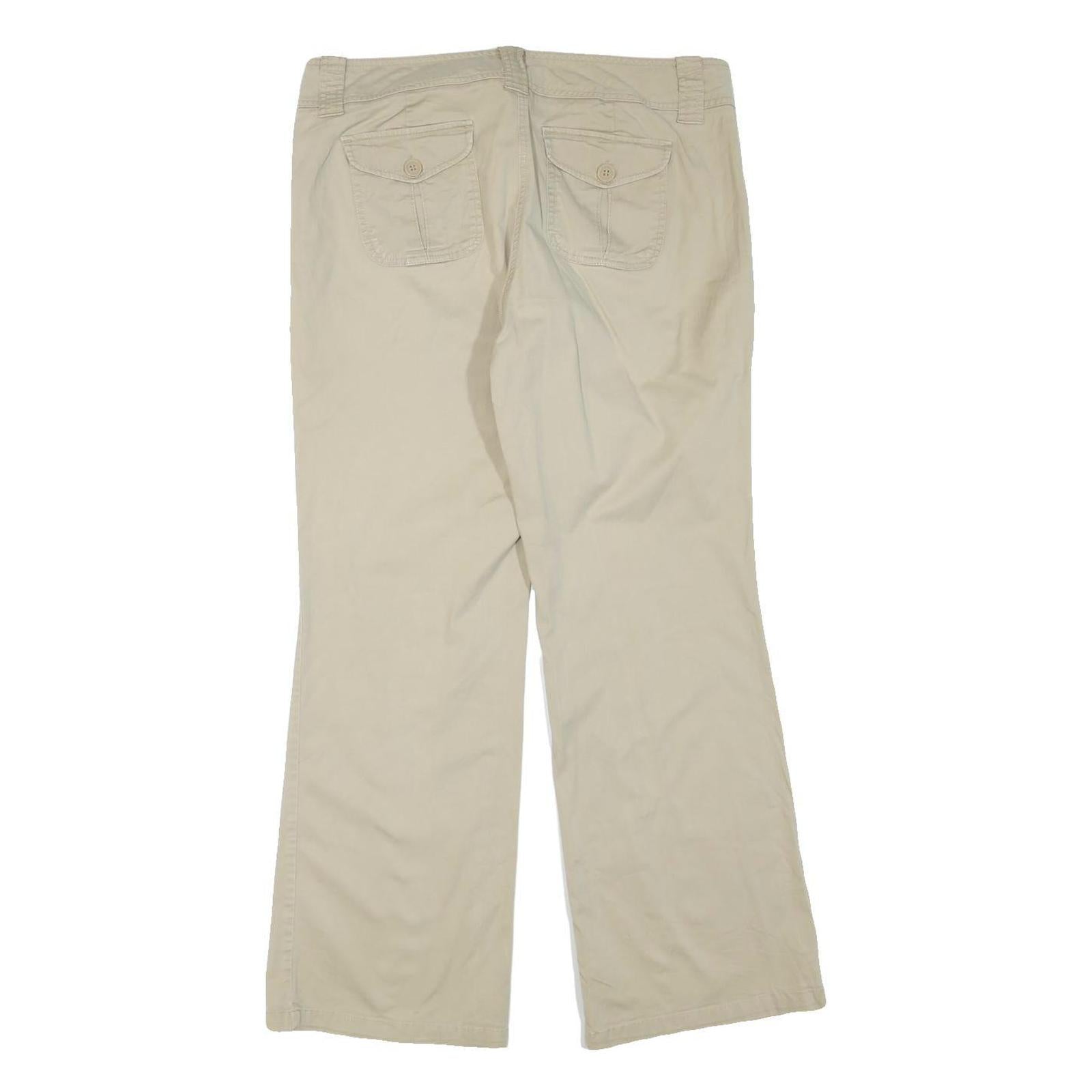 MANHATTAN CHINO Womens Cotton Blend Beige Regular Fit Straight Leg Trousers W36
