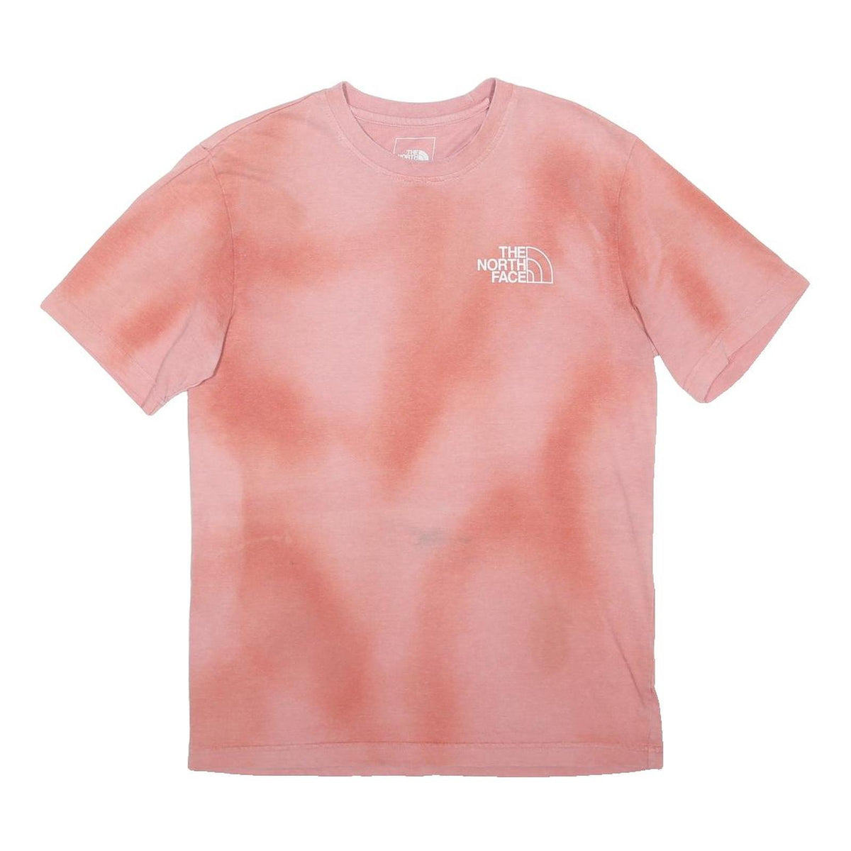 THE NORTH FACE Mens Pink Tie Dye T-Shirt S Short Sleeve Crew Neck Cotton Blend