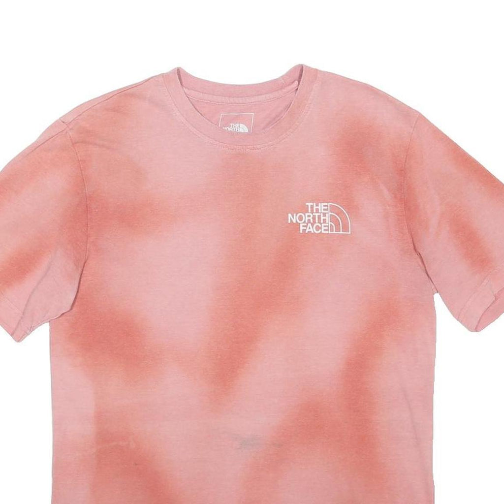 THE NORTH FACE Mens Pink Tie Dye T-Shirt S Short Sleeve Crew Neck Cotton Blend