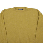 KELLERMAN Womens Yellow Plain Wool Blend Jumper Crew Neck Basic Knit L