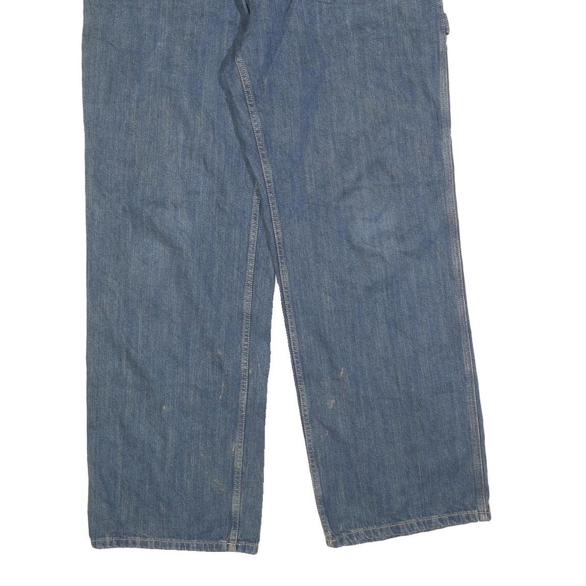 DICKIES Mens Relaxed Blue Denim Jeans W38 L32 Workwear Cotton Blend Zip Closure