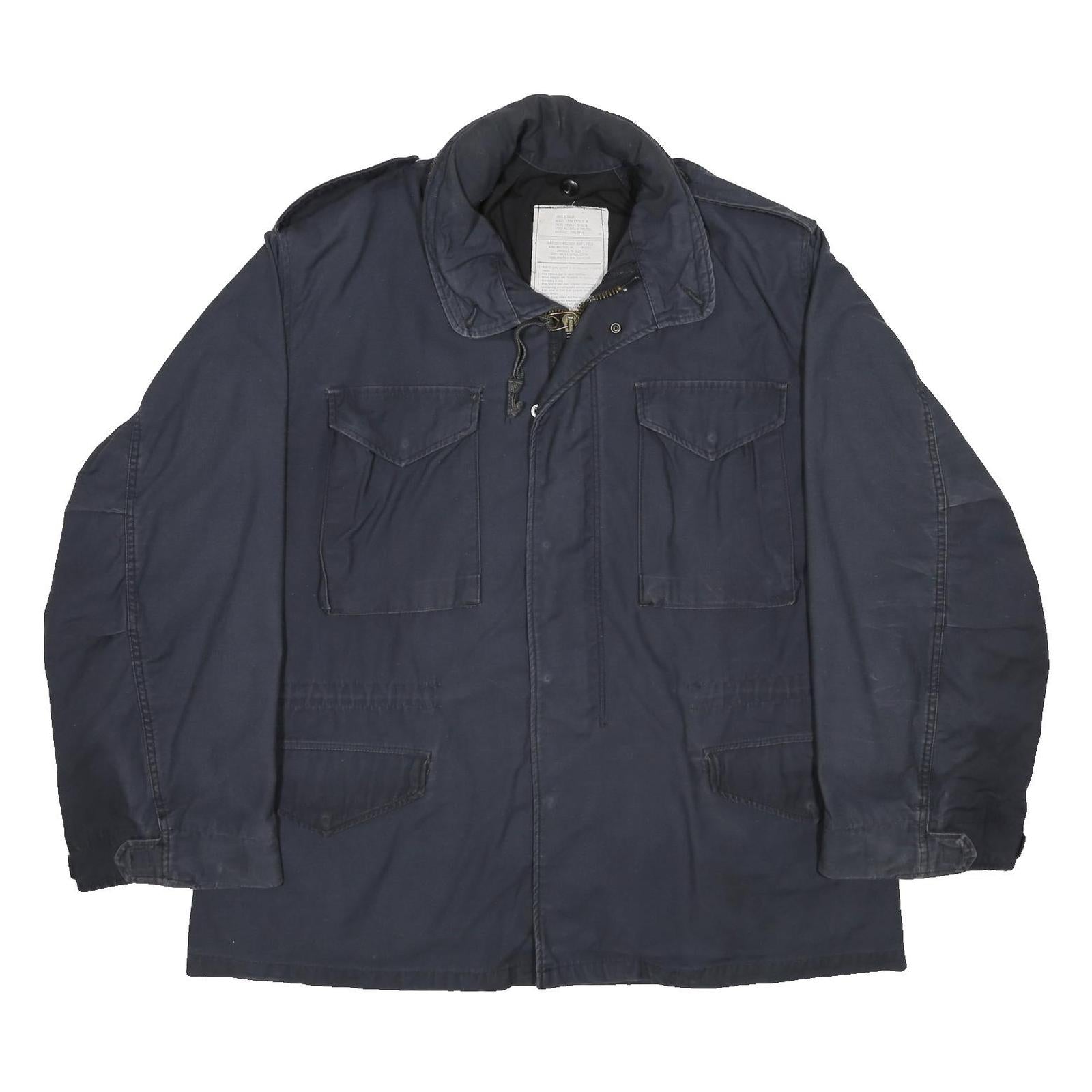 ALPHA INDUSTRIES M-65 Field Mens Navy Blue Jacket L Cotton Blend Zip Pocket
