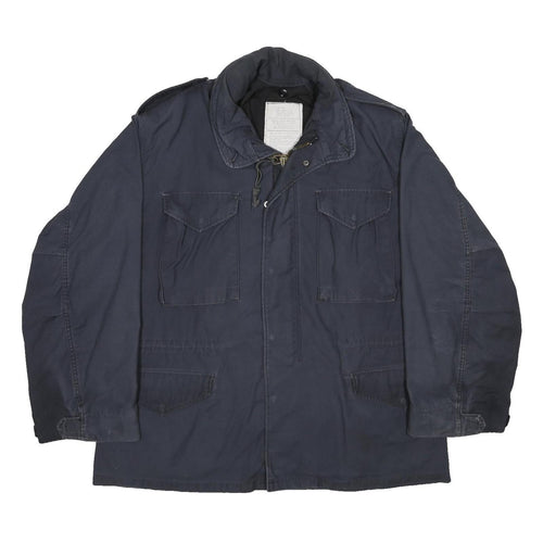 ALPHA INDUSTRIES M-65 Field Mens Navy Blue Jacket L Cotton Blend Zip Pocket