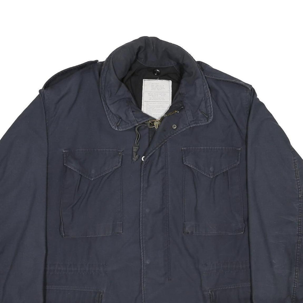 ALPHA INDUSTRIES M-65 Field Mens Navy Blue Jacket L Cotton Blend Zip Pocket