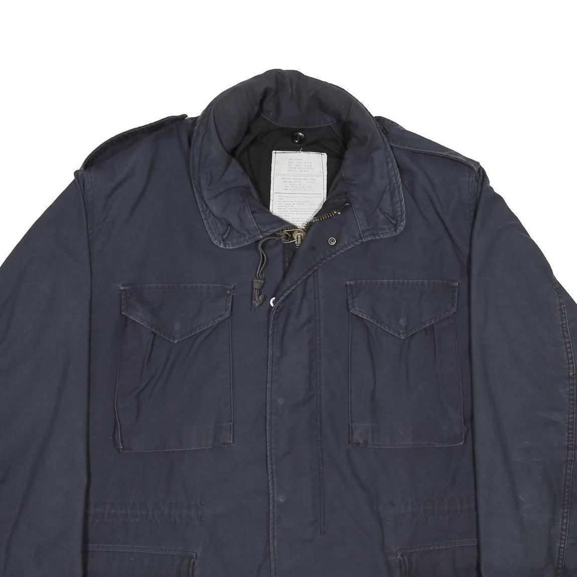 ALPHA INDUSTRIES M-65 Field Mens Navy Blue Jacket L Cotton Blend Zip Pocket