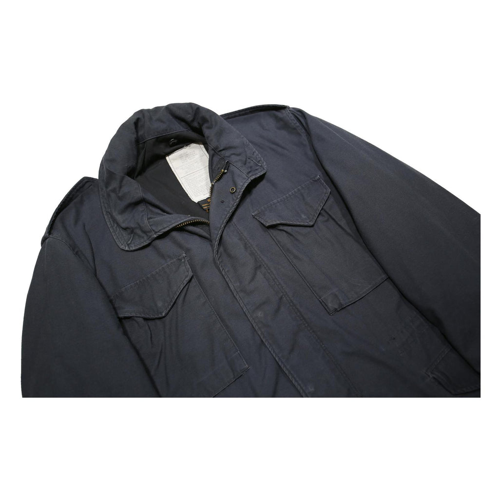 ALPHA INDUSTRIES M-65 Field Mens Navy Blue Jacket L Cotton Blend Zip Pocket