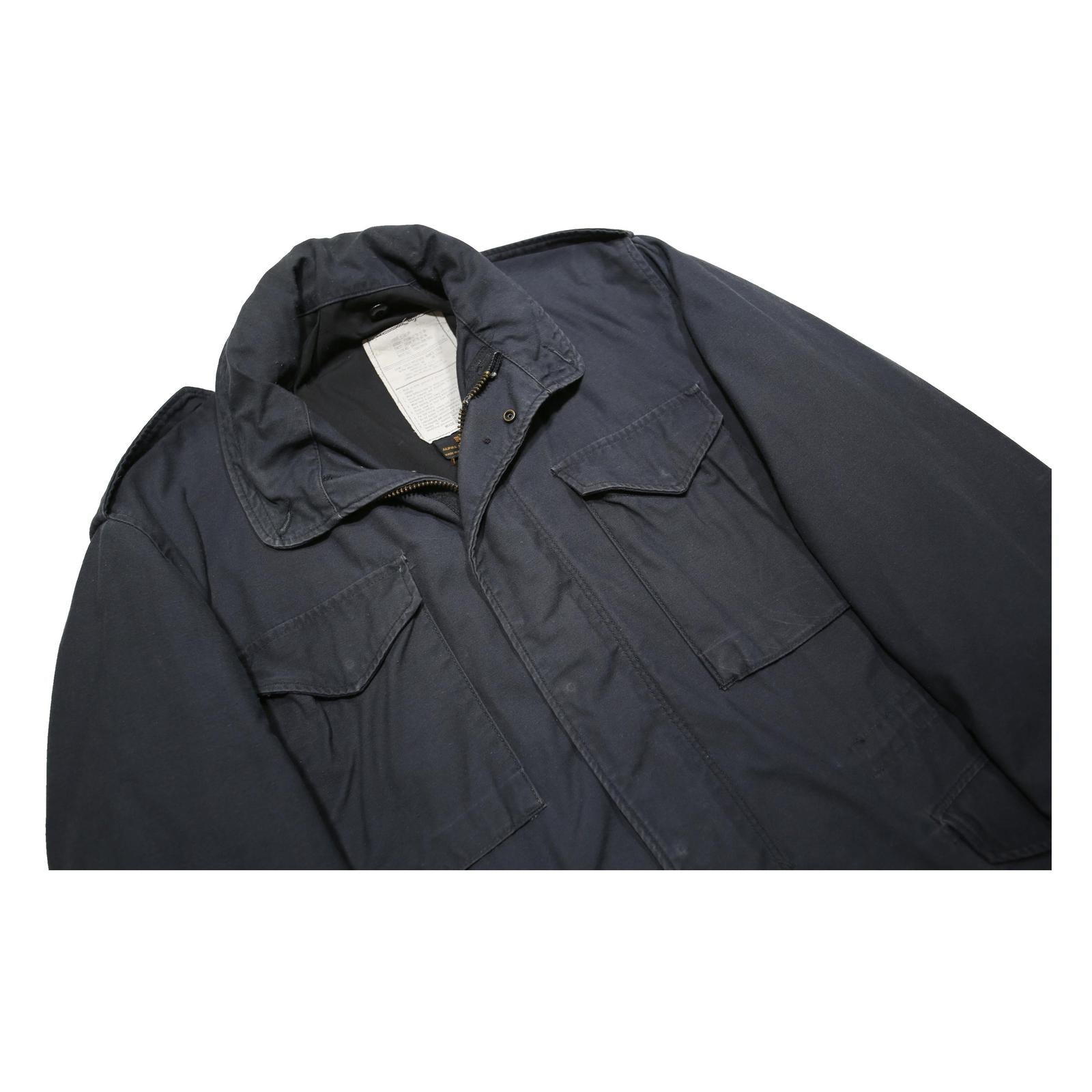 ALPHA INDUSTRIES M-65 Field Mens Navy Blue Jacket L Cotton Blend Zip Pocket