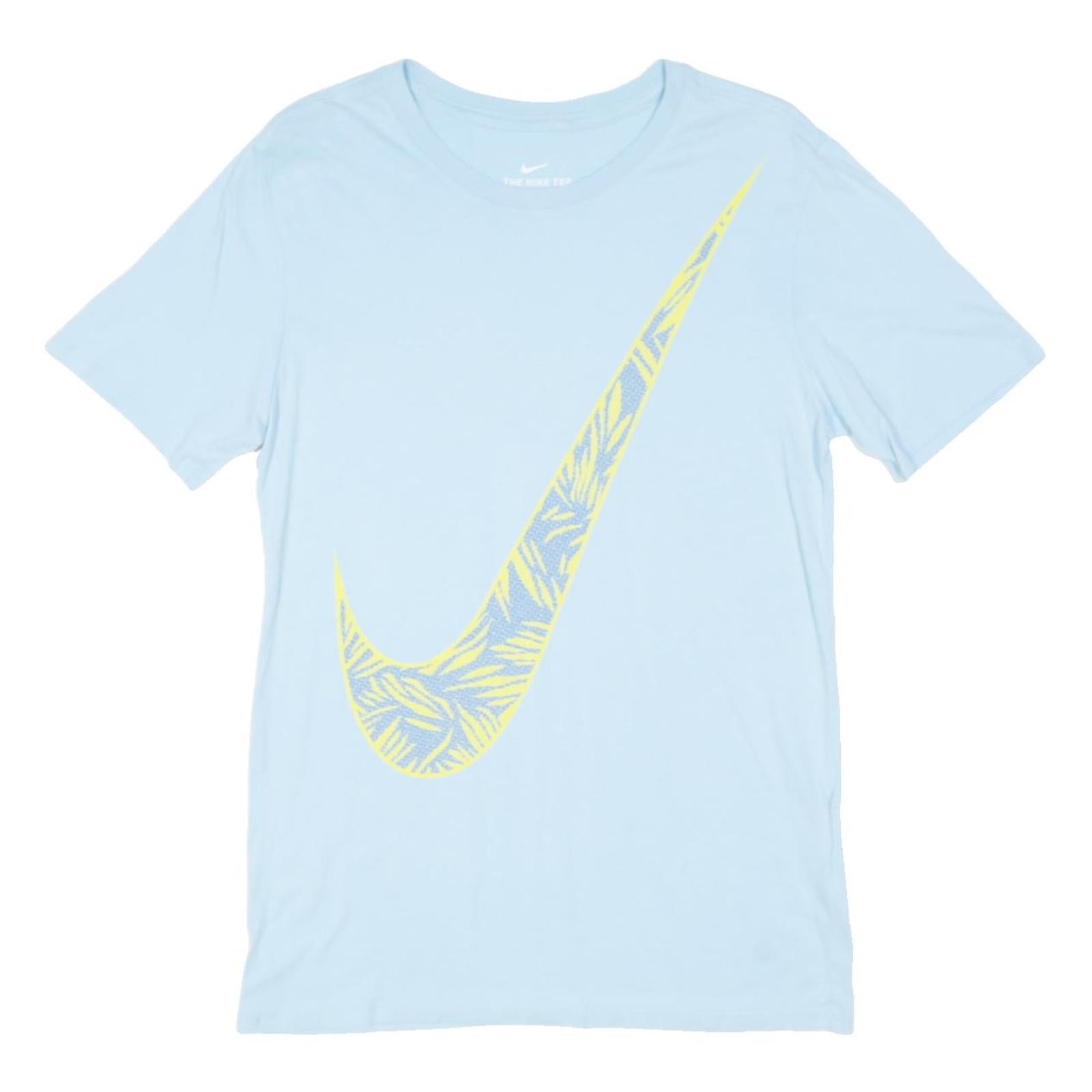 NIKE Mens Light Blue Graphic T-Shirt S Short Sleeve Crew Neck Cotton Blend
