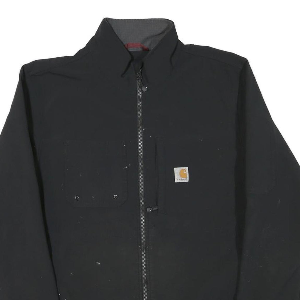 CARHARTT Mens Black Work Jacket L Polyester Blend Zip Plain Durable Outdoor