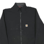 CARHARTT Mens Black Work Jacket L Polyester Blend Zip Plain Durable Outdoor