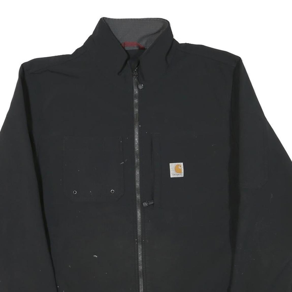 CARHARTT Mens Black Work Jacket L Polyester Blend Zip Plain Durable Outdoor