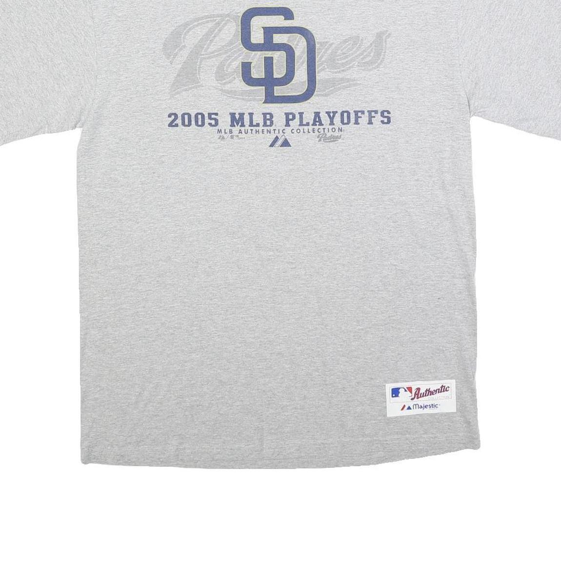 MAJESTIC Mens Grey 2005 MLB Playoffs Graphic T-Shirt M Short Sleeve Crew Neck