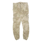 URBAN CLASSICS Mens Beige Slim Cargo Trousers W30 L30 Drawstring Casual Pants