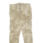 URBAN CLASSICS Mens Beige Slim Cargo Trousers W30 L30 Drawstring Casual Pants