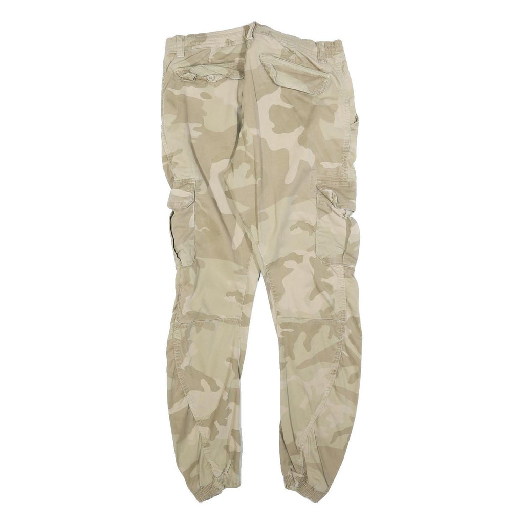 URBAN CLASSICS Mens Beige Slim Cargo Trousers W30 L30 Drawstring Casual Pants