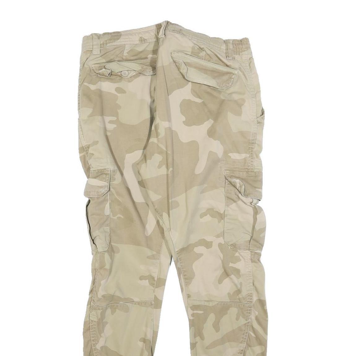 URBAN CLASSICS Mens Beige Slim Cargo Trousers W30 L30 Drawstring Casual Pants