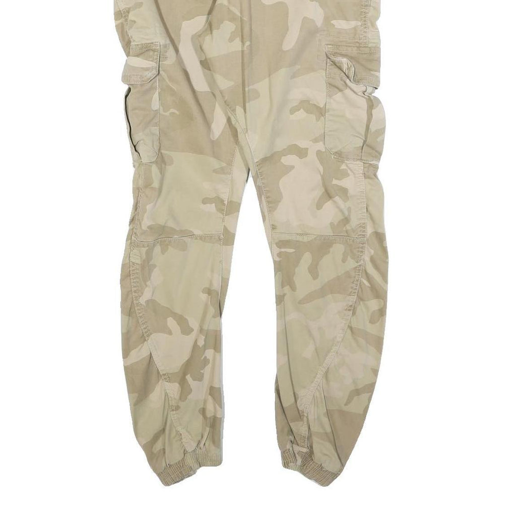 URBAN CLASSICS Mens Beige Slim Cargo Trousers W30 L30 Drawstring Casual Pants