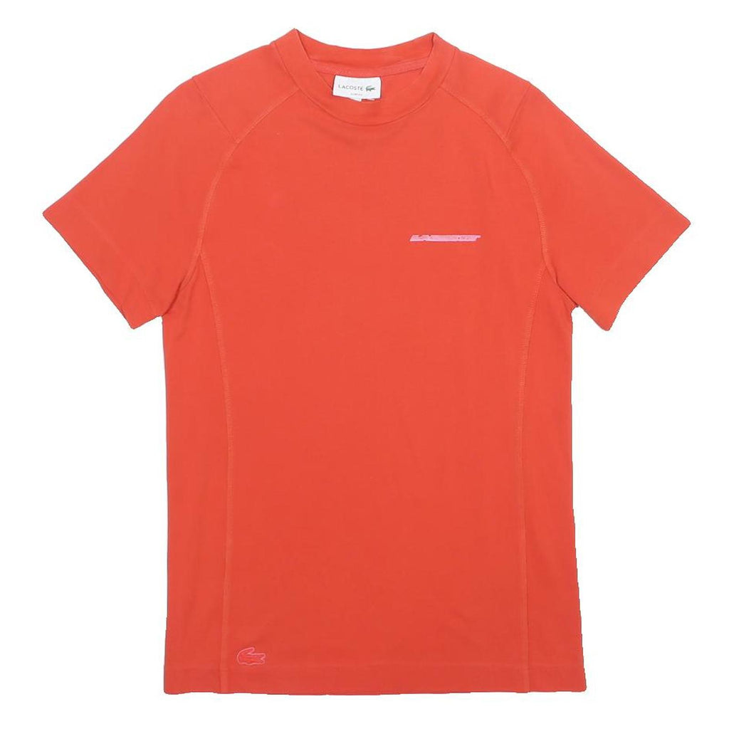 LACOSTE Mens Red T-Shirt S Short Sleeve Crew Neck Logo Cotton Blend Casual