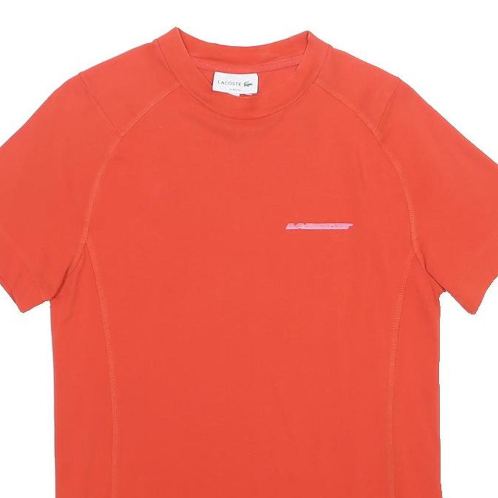 LACOSTE Mens Red T-Shirt S Short Sleeve Crew Neck Logo Cotton Blend Casual