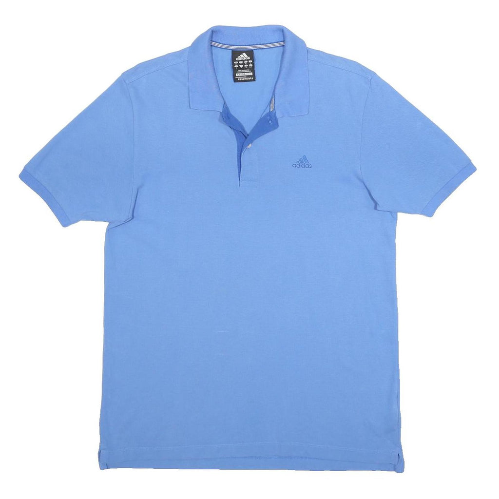ADIDAS Mens Blue Short Sleeve Plain Polo Shirt M Cotton Blend Casual Sportswear