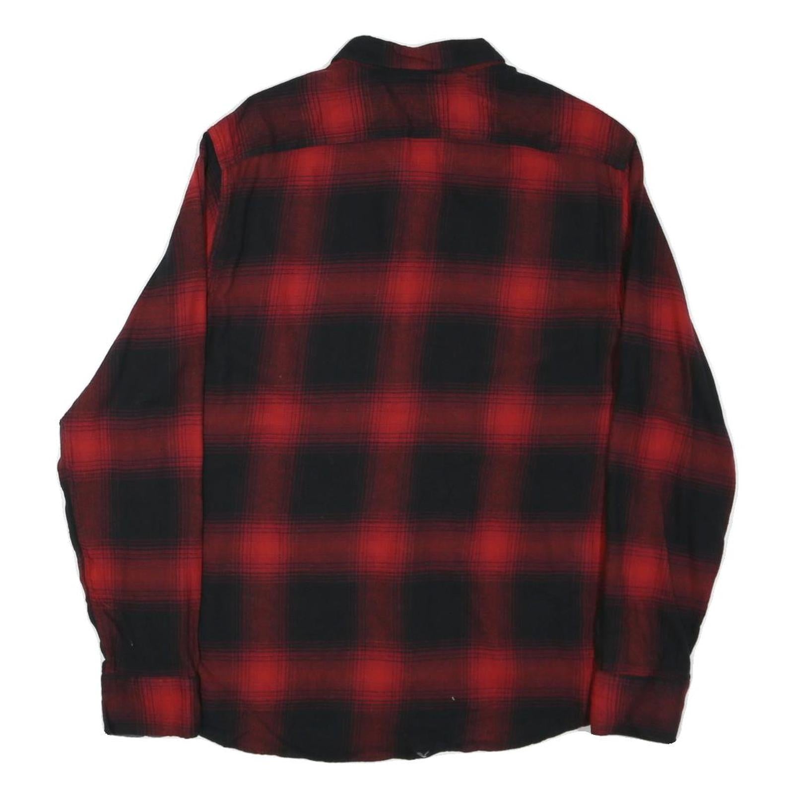 FLAG & ANTHEM Mens Red & Black Check Shirt L Casual Cotton Blend Long Sleeve