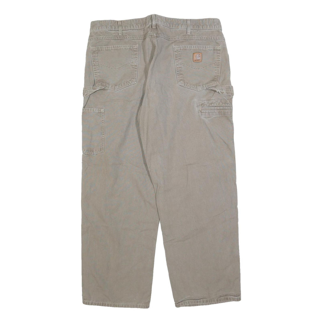 CARHARTT Mens Jeans Beige Relaxed Straight Denim W40 L32 Workwear Zip