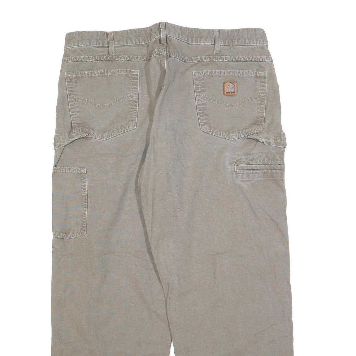 CARHARTT Mens Jeans Beige Relaxed Straight Denim W40 L32 Workwear Zip