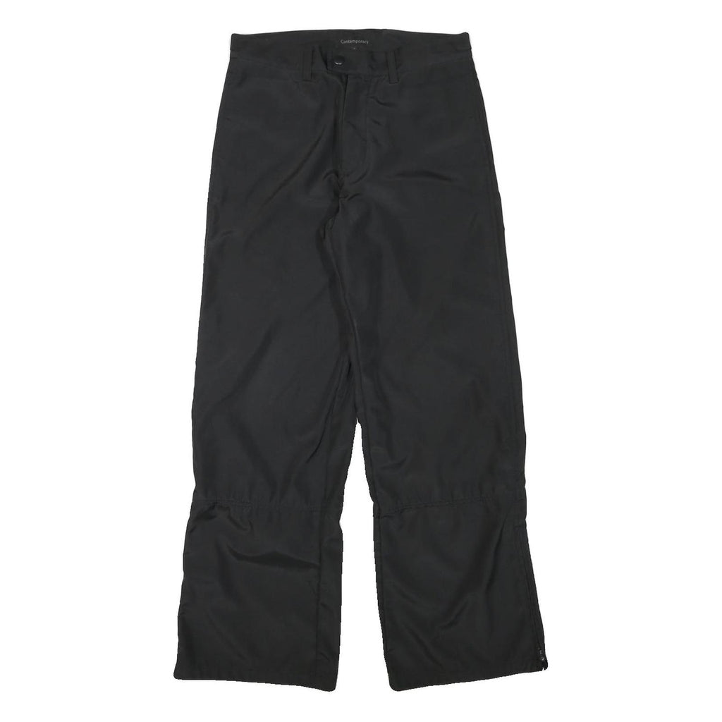 CONTEMPORARY Womens Black Relaxed Wide-Leg Trousers W30 L30 Polyester Blend Zip