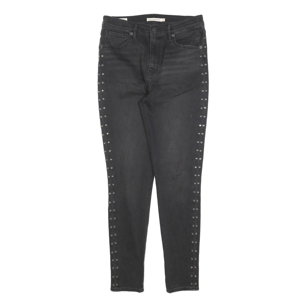 LEVI'S Womens Jeans Black Slim Skinny Denim W29 L30 Stud Embellished Zip