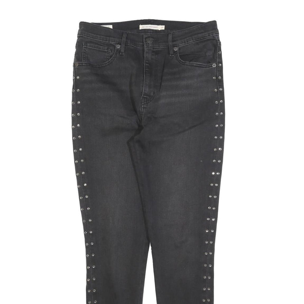 LEVI'S Womens Jeans Black Slim Skinny Denim W29 L30 Stud Embellished Zip