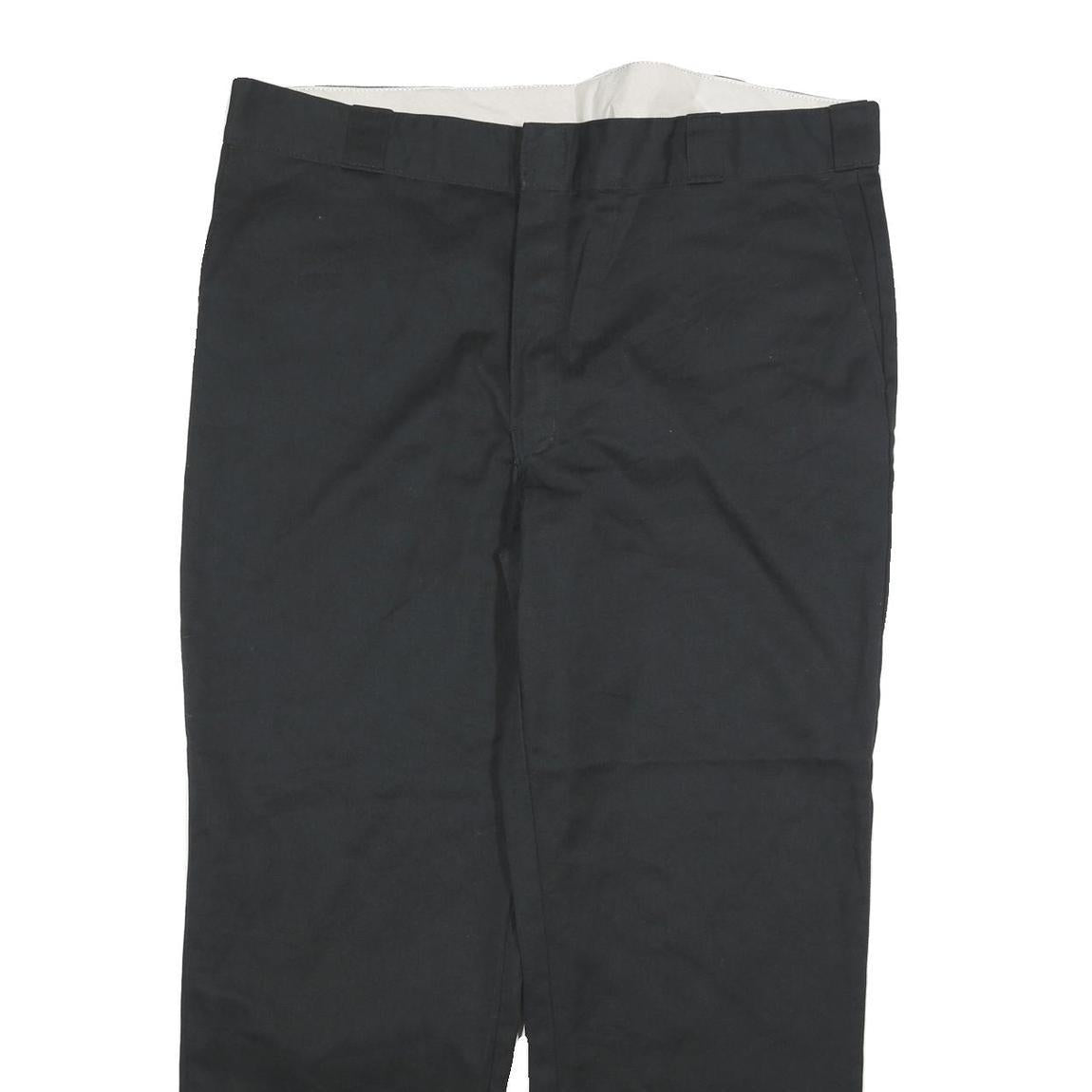 DICKIES Mens Cotton Blend Black Regular Fit Straight Leg Trousers W40 L29