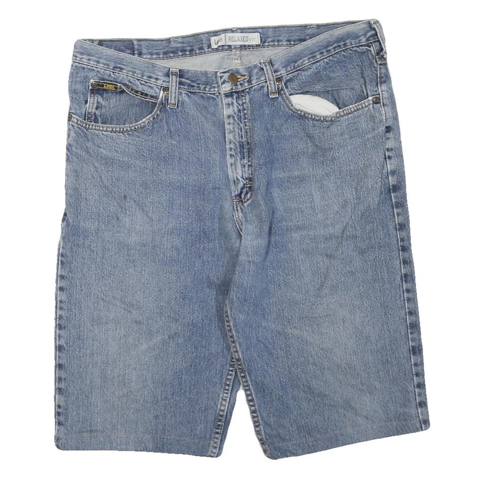 LEE Mens Denim Shorts Blue XL W38 Relaxed Fit Cotton Blend Casual