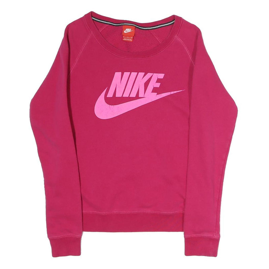 NIKE Womens Pink Sweatshirt Crew Neck S Cotton Blend Pullover Casual