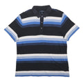 PIERRE CARDIN Mens Black & Blue & White Striped Short Sleeve Polo Shirt M Cotton