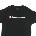 CHAMPION Mens Black Cotton Blend Logo Graphic T-Shirt XL Crew Neck Short Sleeve