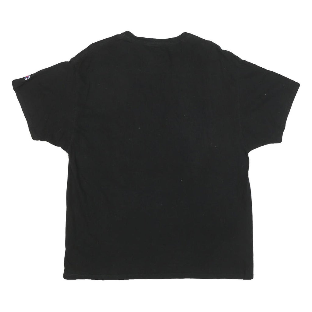 CHAMPION Mens Black Cotton Blend Logo Graphic T-Shirt XL Crew Neck Short Sleeve