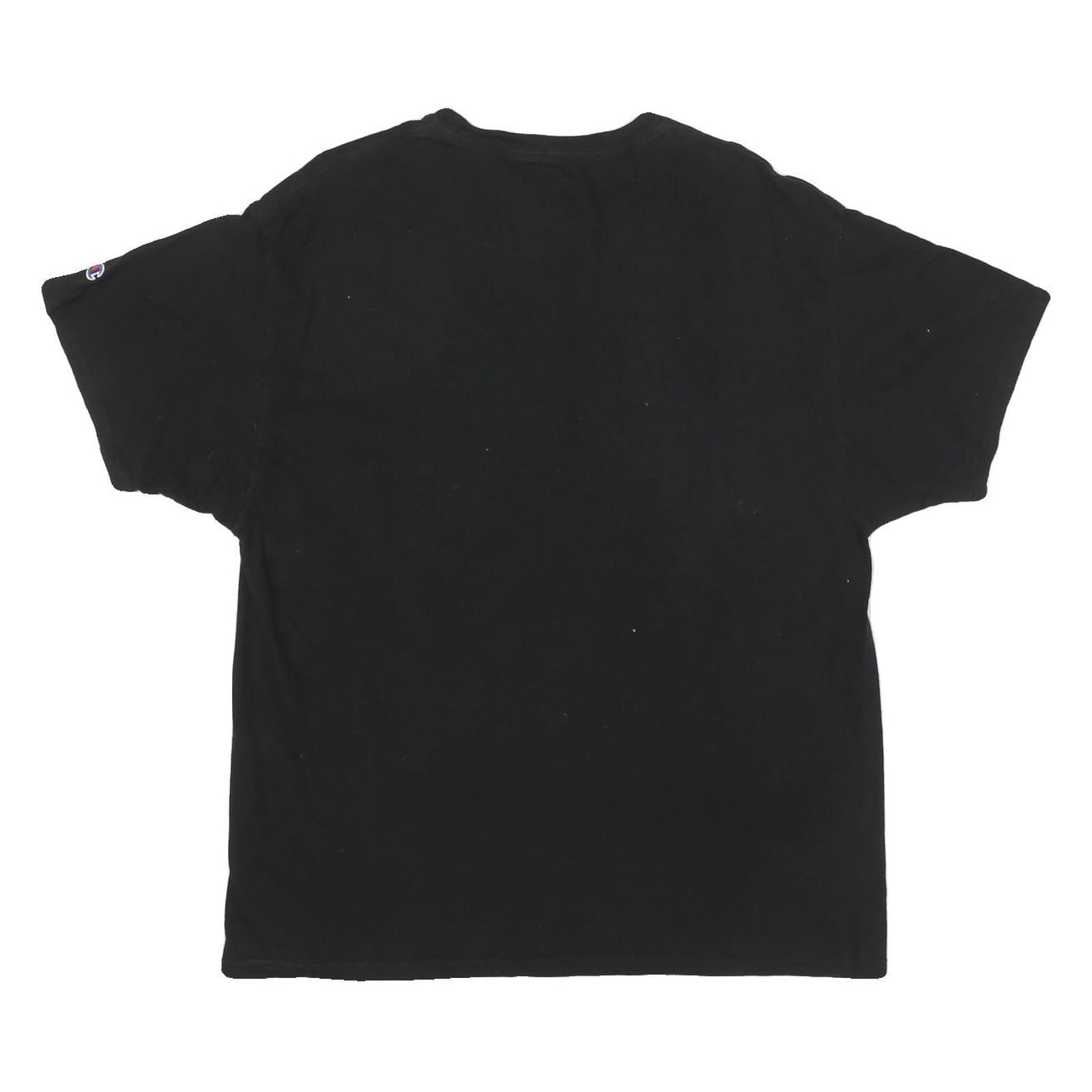 CHAMPION Mens Black Cotton Blend Logo Graphic T-Shirt XL Crew Neck Short Sleeve