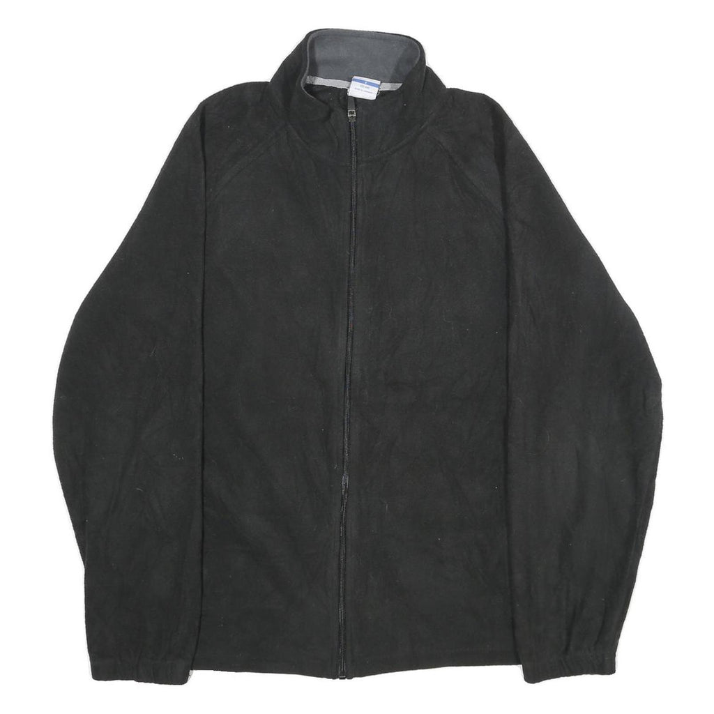 STARTER Mens Black Zip Jacket L Polyester Plain Casual Sportwear Lightweight