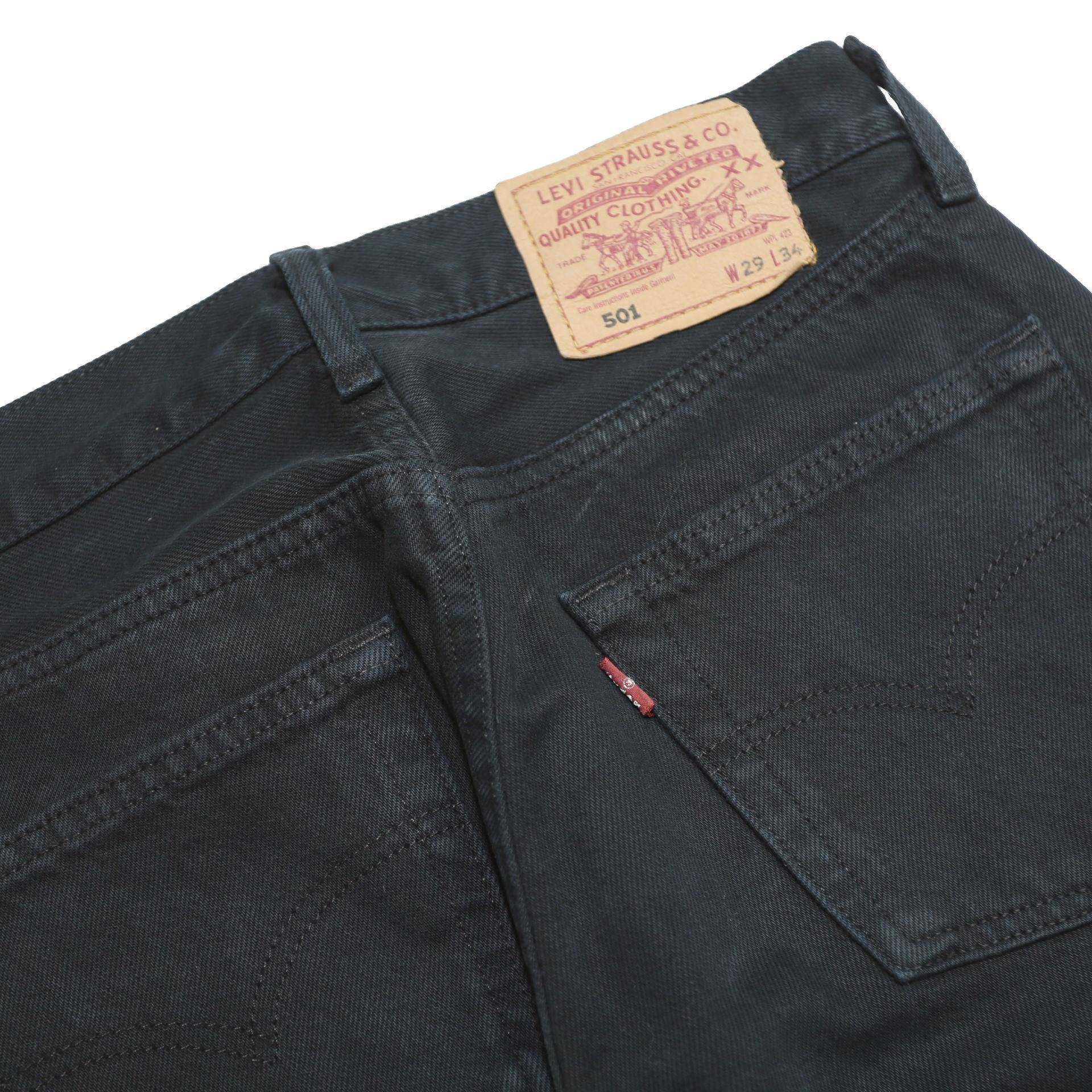 LEVI'S Mens Black Slim Skinny Denim Raw W29 L34 Cotton Button Closure Jeans