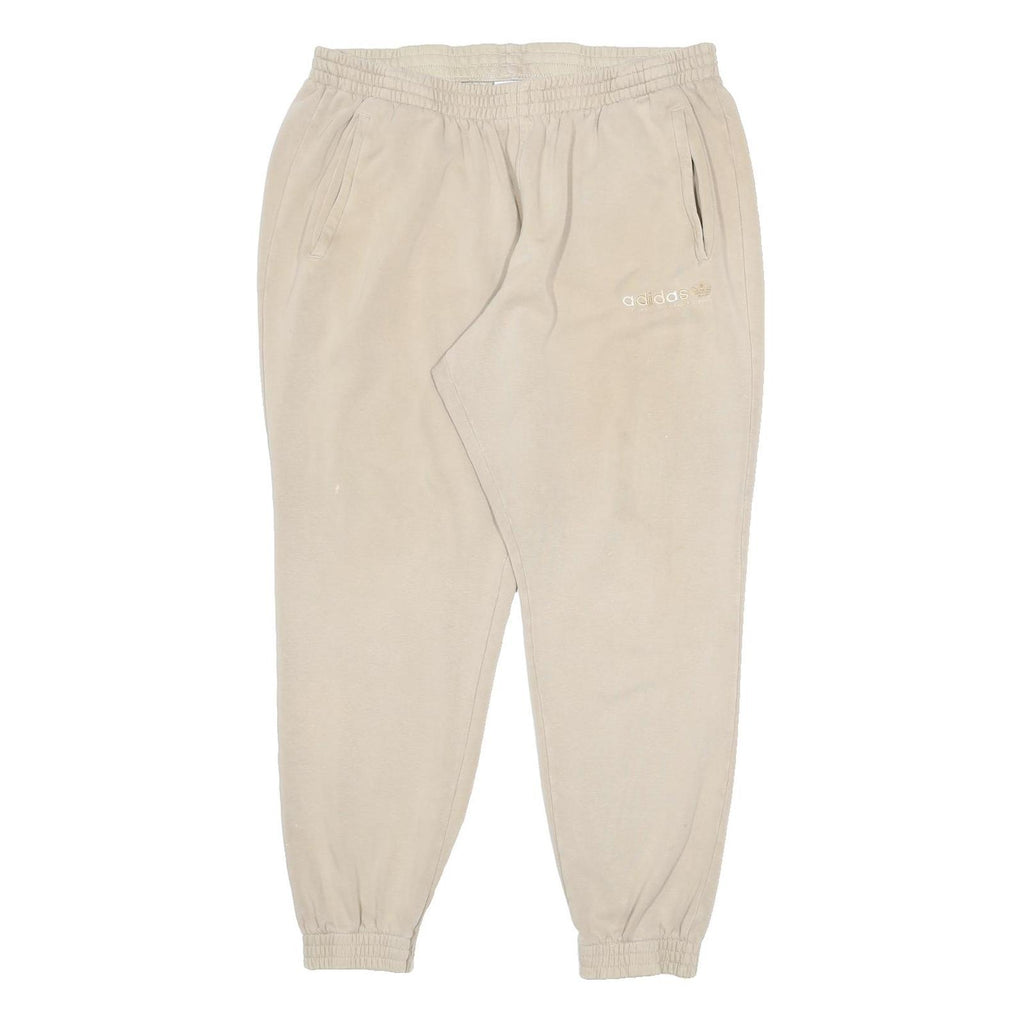 ADIDAS Mens Joggers Beige 2XL W32 L29 Slim Fit Elasticated Cuffs Casual