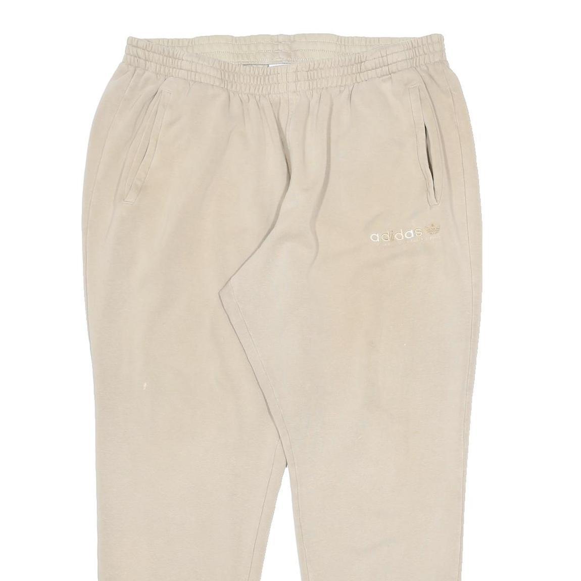 ADIDAS Mens Joggers Beige 2XL W32 L29 Slim Fit Elasticated Cuffs Casual
