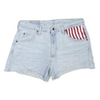 WRANGLER Mens Shorts Light Blue Denim XL W34 Star Print Casual Retro