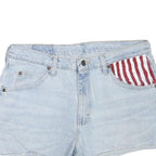 WRANGLER Mens Shorts Light Blue Denim XL W34 Star Print Casual Retro