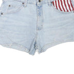 WRANGLER Mens Shorts Light Blue Denim XL W34 Star Print Casual Retro