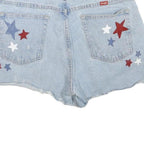 WRANGLER Mens Shorts Light Blue Denim XL W34 Star Print Casual Retro