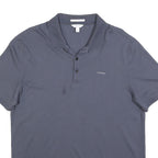 CALVIN KLEIN Mens Blue Polo Shirt Short Sleeve Plain Regular Fit L Cotton Blend
